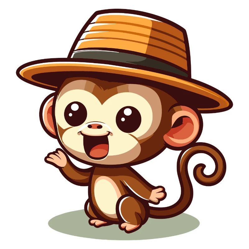Dessin animé de singe mignon avec chapeau