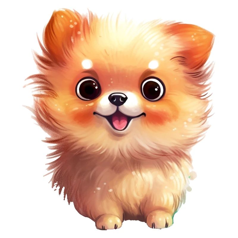 Dessin à l’aquarelle miniature de Spitz