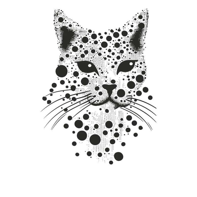 Visage de chat de chat dans la conception de points