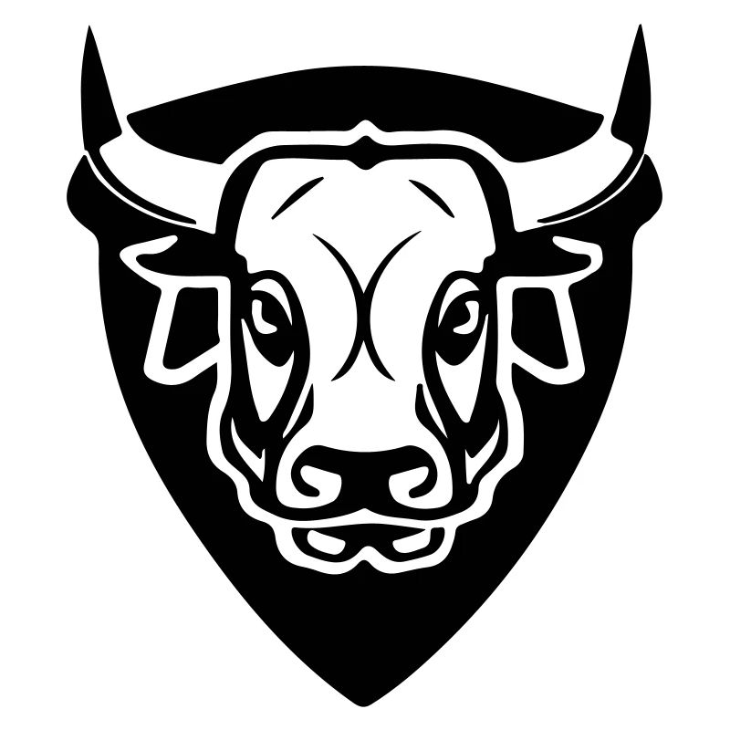 Stier vorne mit Schild
