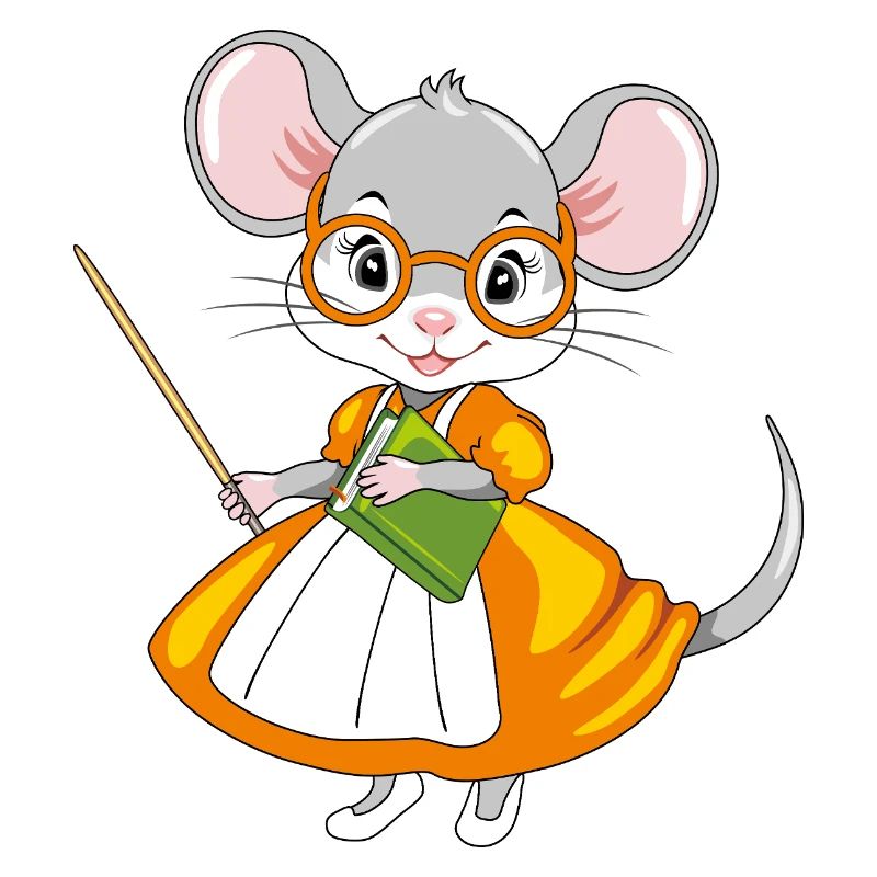 Smart mouse teacher with a pointer and a book
