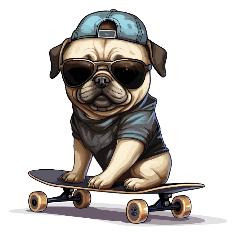 Skateboarding Mops für Skaters