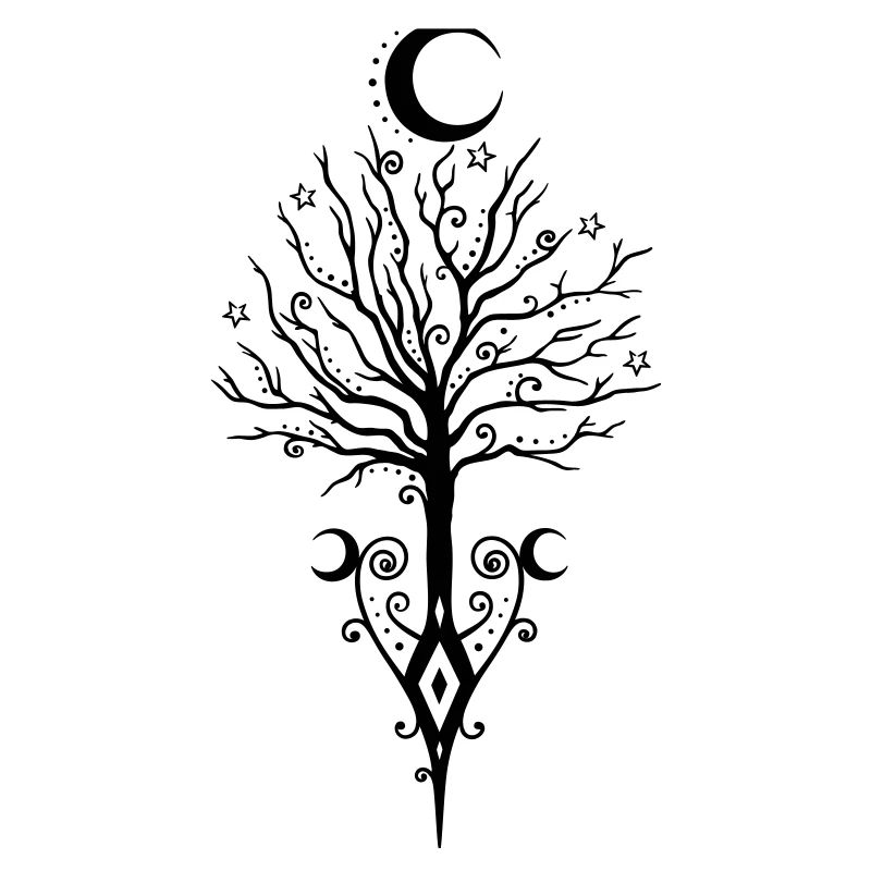 Tree Moon Night Stars Moon Tree
