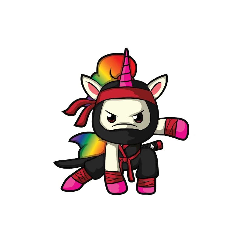 Regenbogen Ninja Einhorn Comic Bunt süß Geschenk