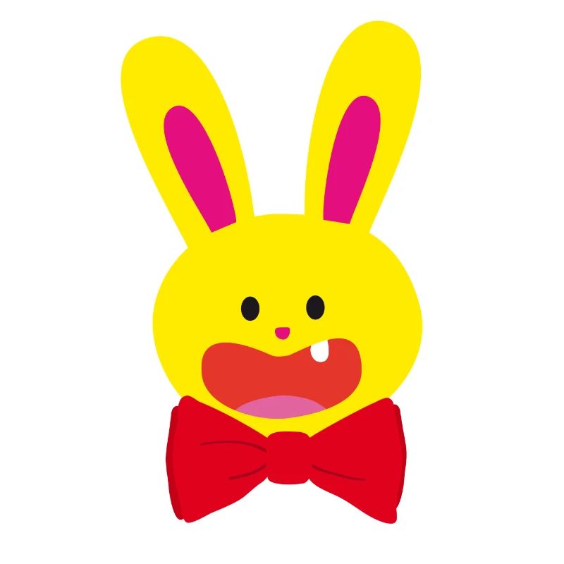 A tooth hare with a bow tie and yellow