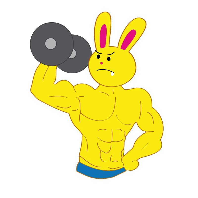 Une barre de formation de biceps de bodybuilder de lapin de dent