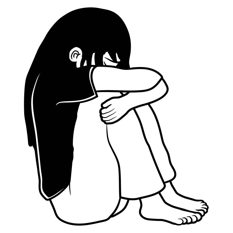 Mädchen Traurig Sitzend