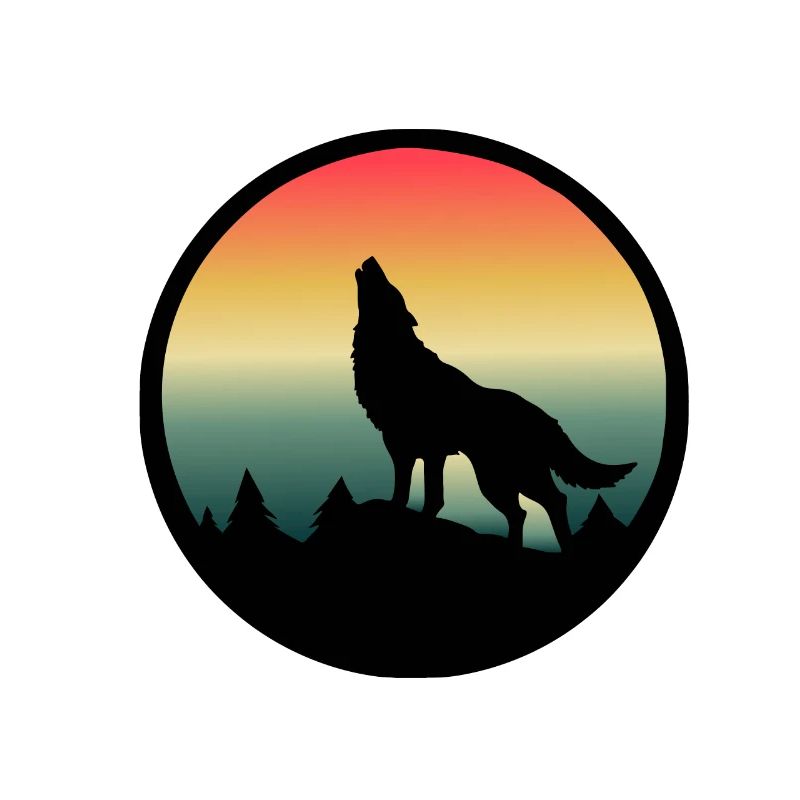 Wolf howling full moon