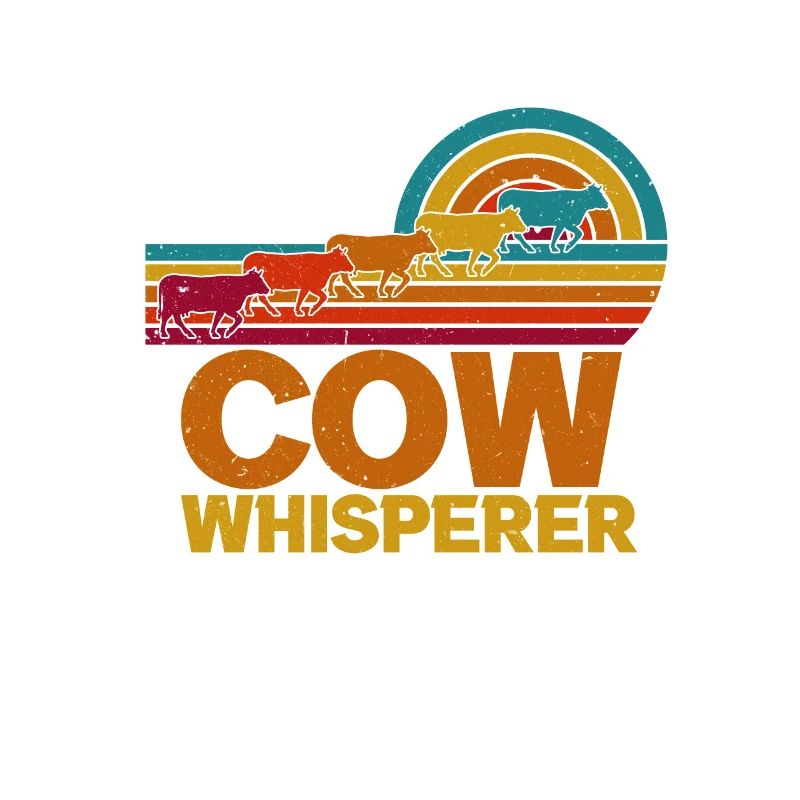 Colorful nostalgic retro farmer COW WHISPERER