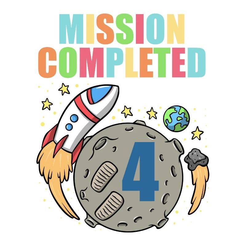 Space Birthday 4 Astronaut Planets Rocket Ship