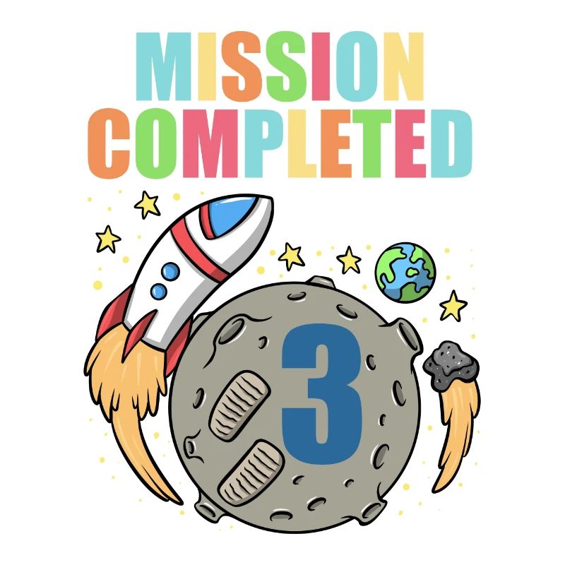 Space Birthday 3 Astronaut Planets Rocket Ship