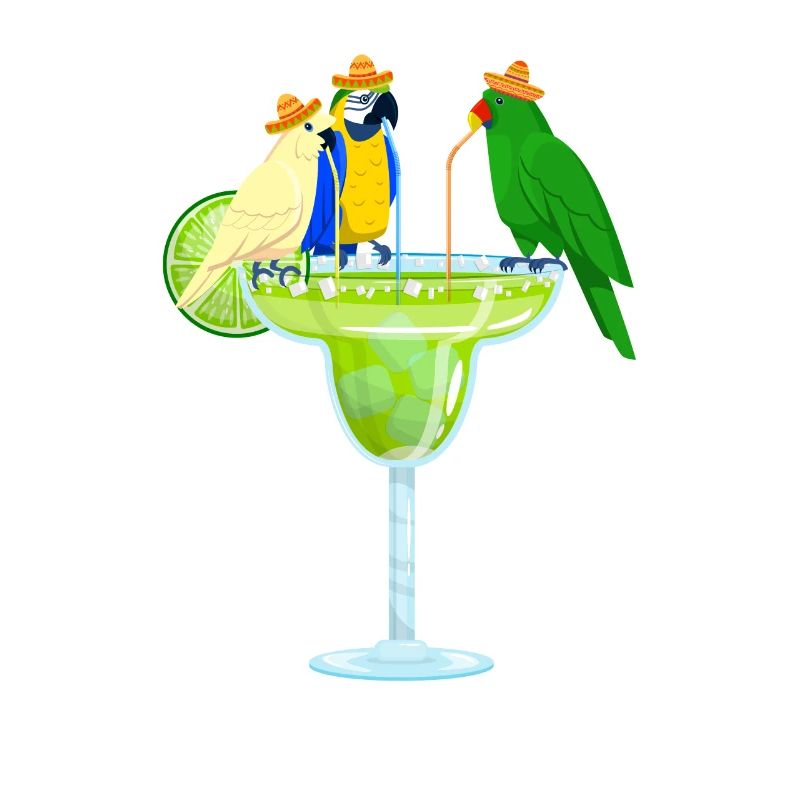 Tequila Drinking Parrots Cinco De Mayo Mexico