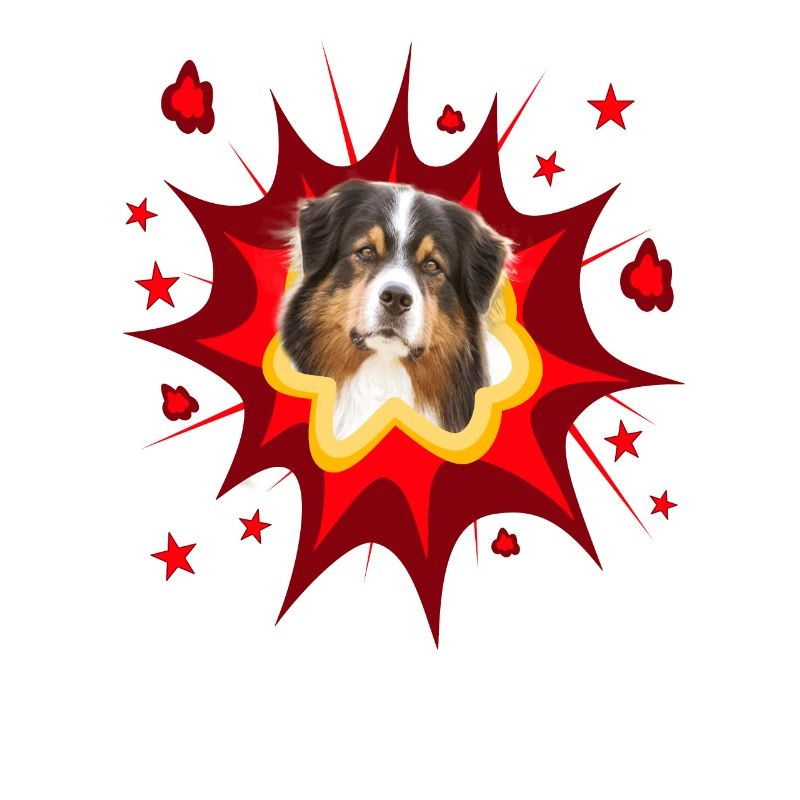 Comic Dog Design - Pow - Australian Shepherd