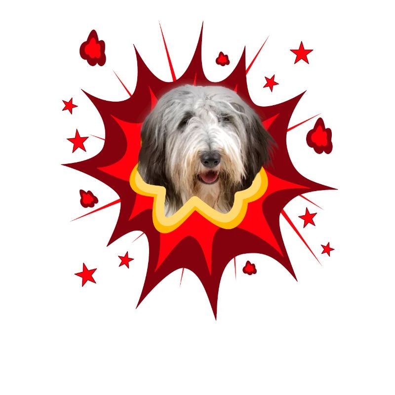 Comic Dog Design - Pow - Bearded Collie