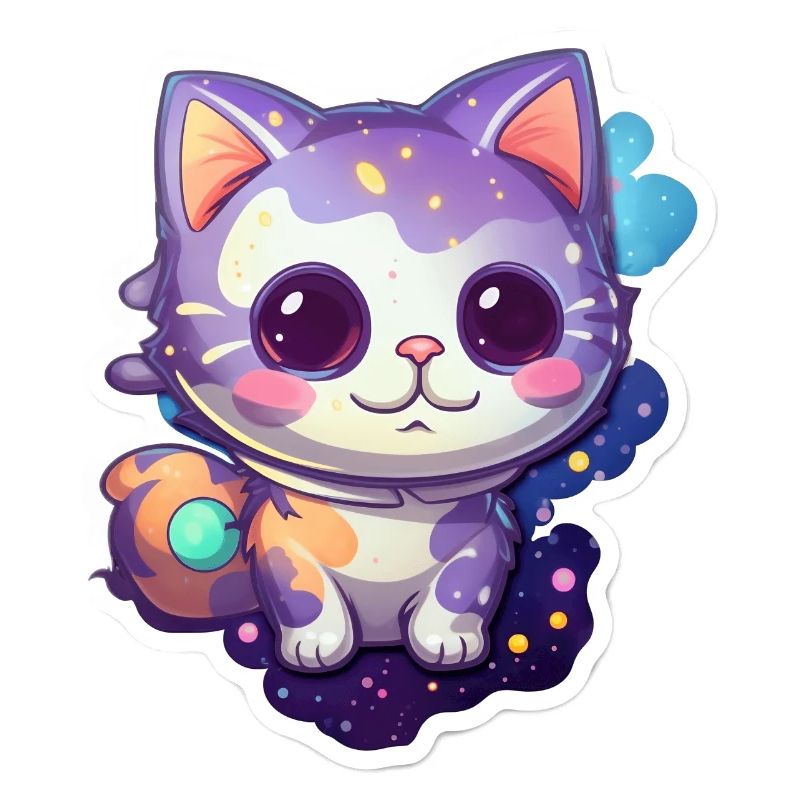 Mignon chat de dessin animé flottant dans l’espace