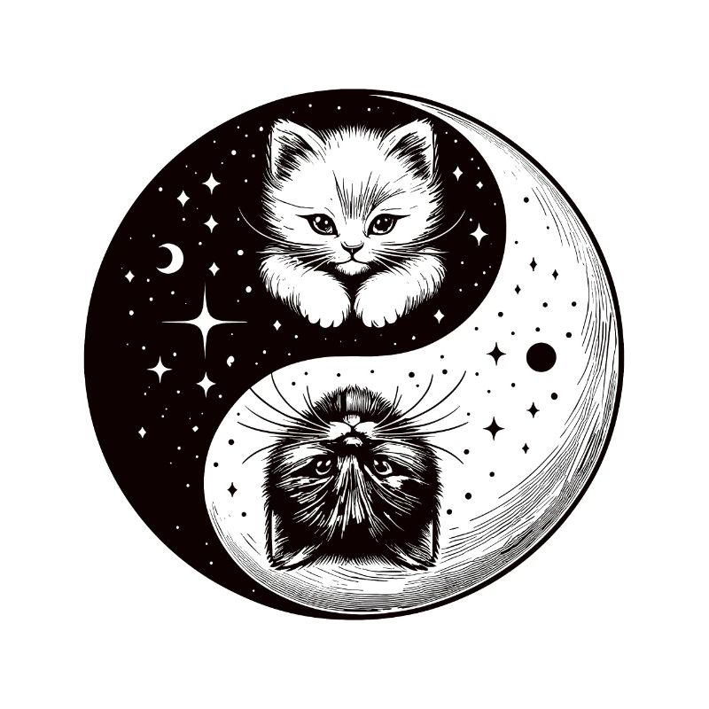 Ying Yang Chatons, noir et blanc