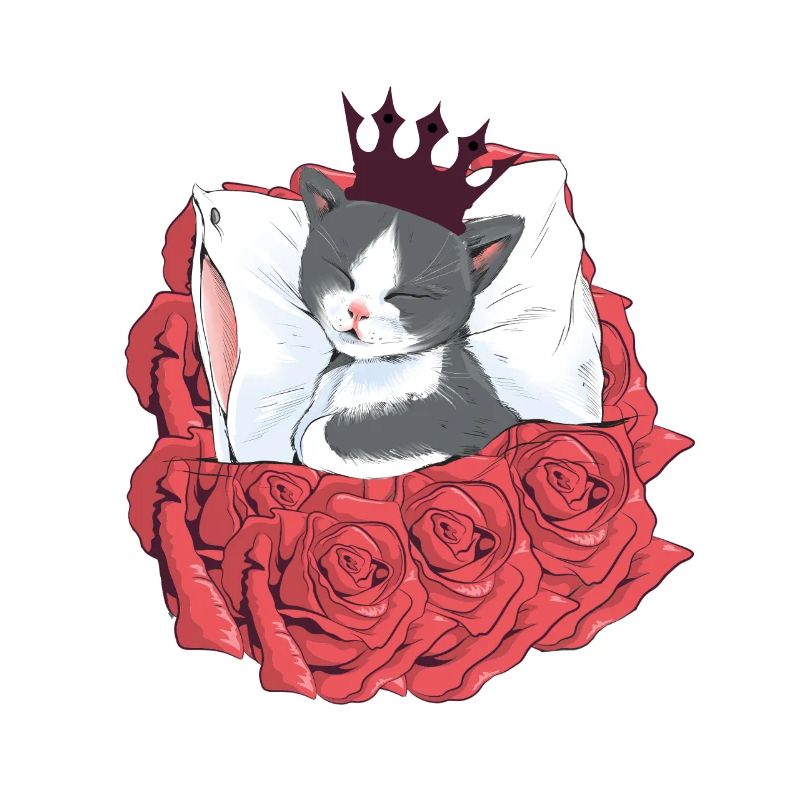 Cat Prince Roses Sleeping Cats Crown