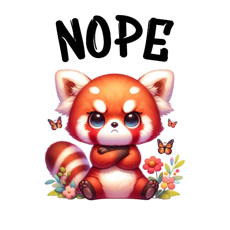 Red Panda Funny Saying Nope Fire Fox