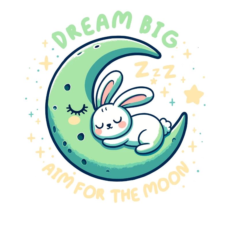 Aim For The Moon. Cute, Tired sleeping Rabbit.