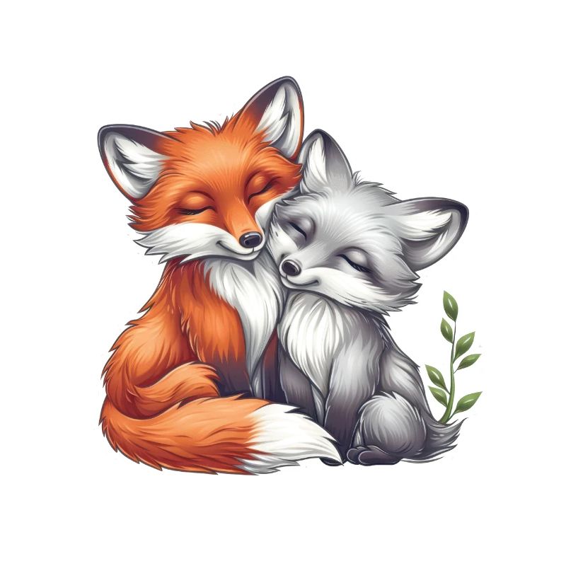 Couple de renards mignons faisant la sieste ensemble