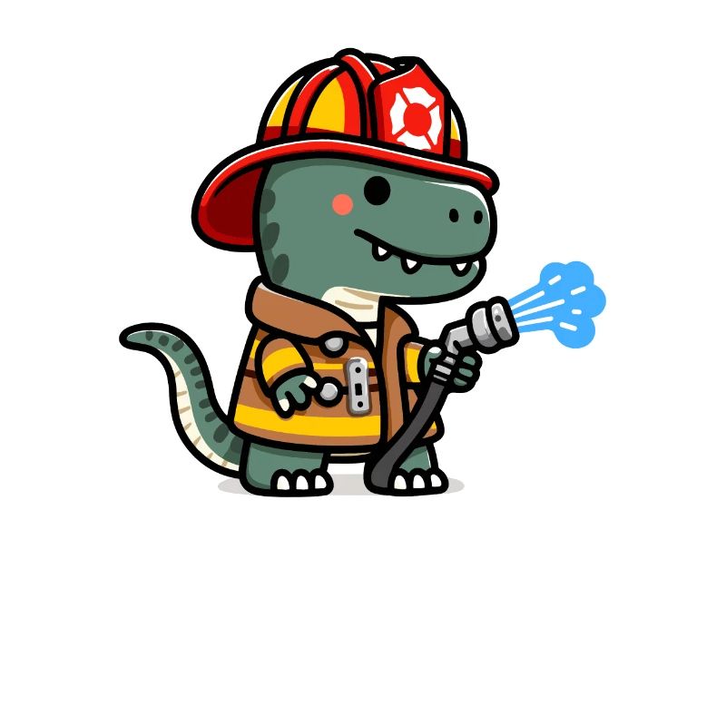 Firesaurus with Fire Helmet and Fire Hose