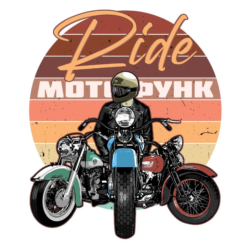 Ride motorcycle, biker in sunset