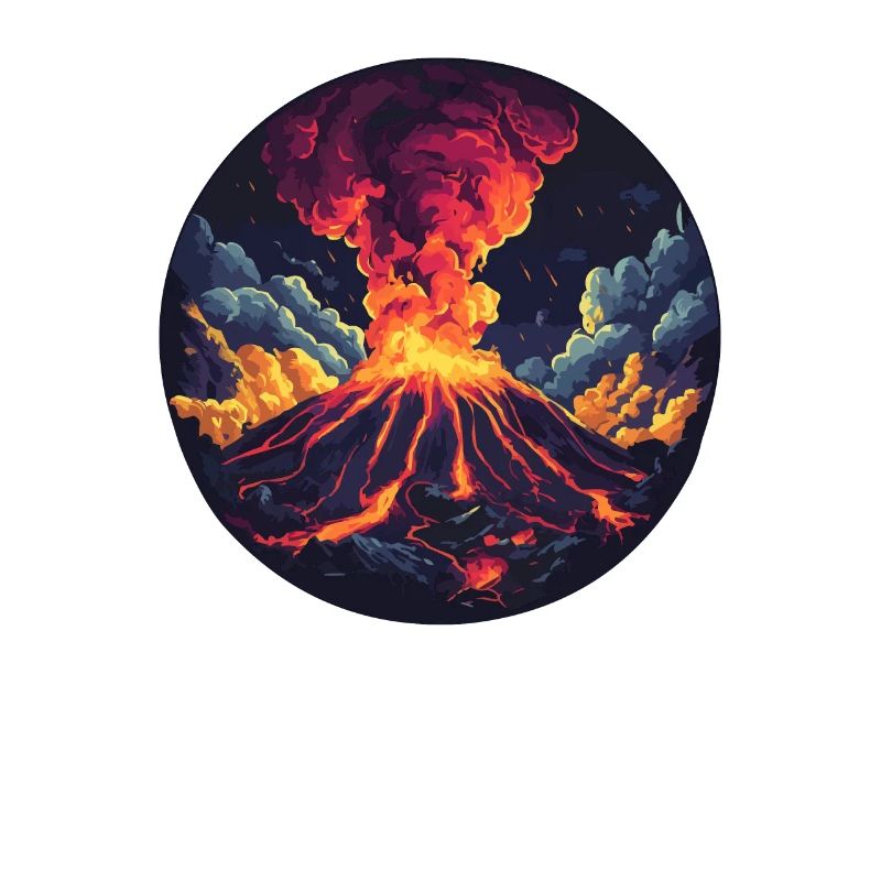 Dramatic volcano eruption with fire and smoke