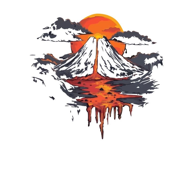 Volcanic landscape with dramatic sunset