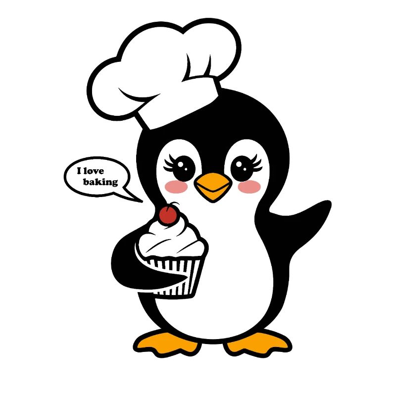 Le pingouin avec une toque de chef aime cuisiner
