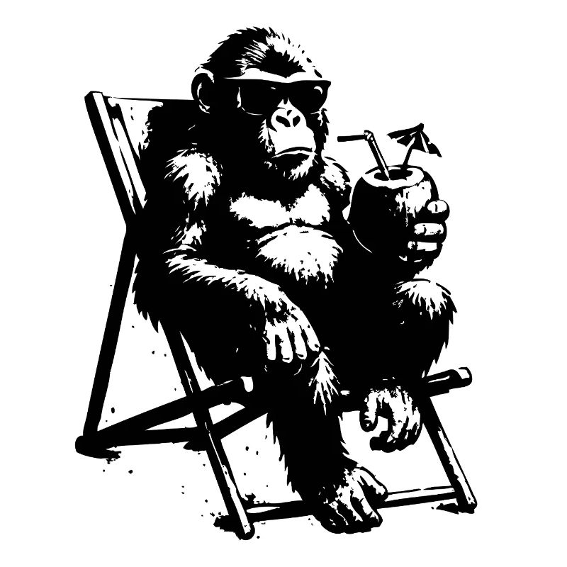 Lazy monkey on deck chair