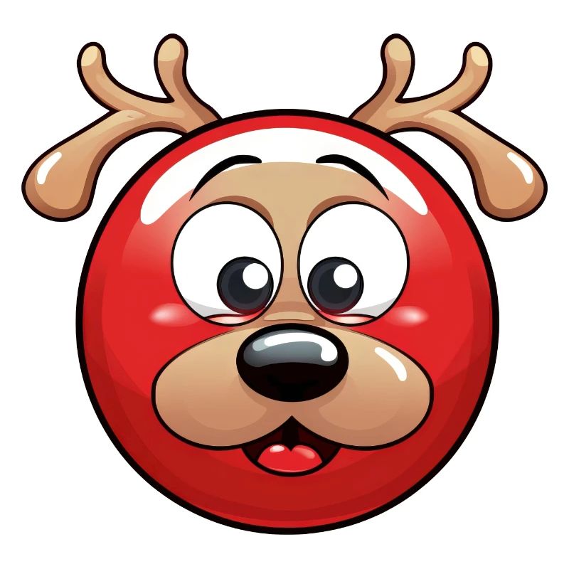 Rundes Rentier-Weihnachtskugel Comic Design