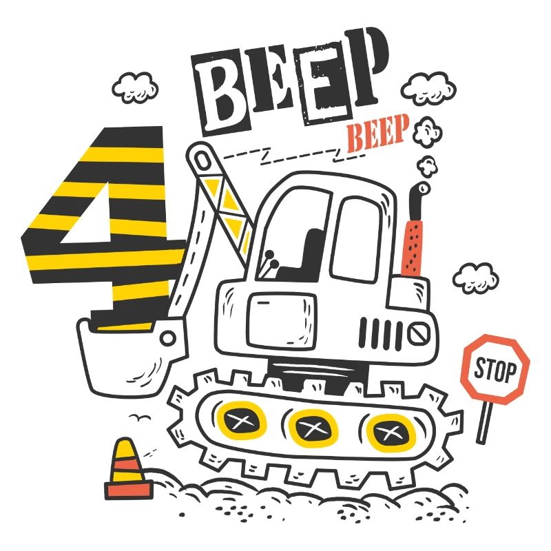 Geburtstag 4 Jahre Junge Bagger Baustelle