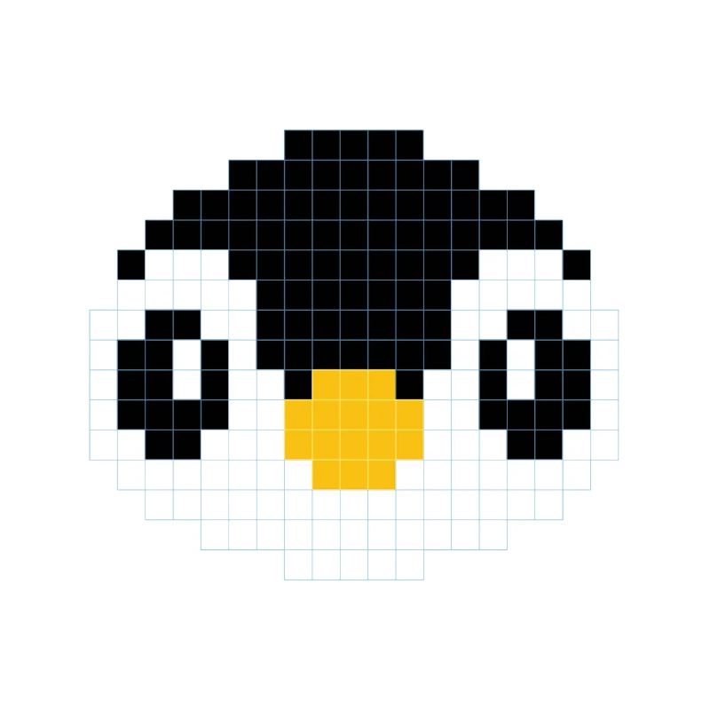 Pixelated penguin head
