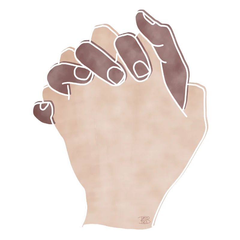 "Together Forever", Boho Line Art Design, „Hands“