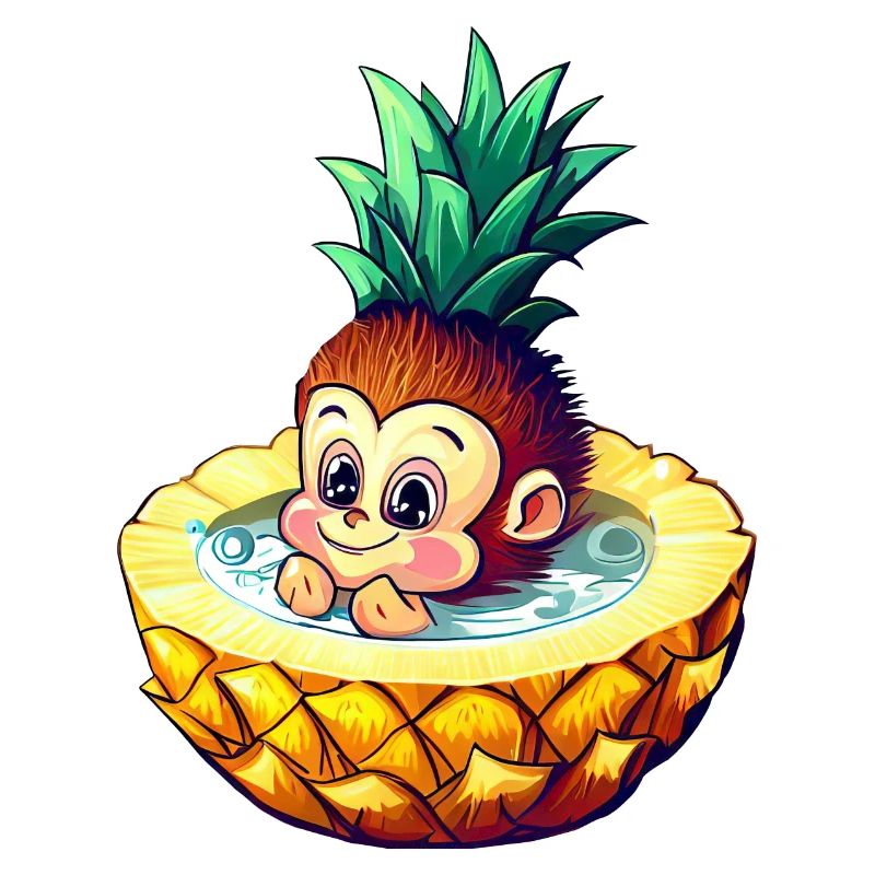 Monkey and pineapple: summer bathing fun design