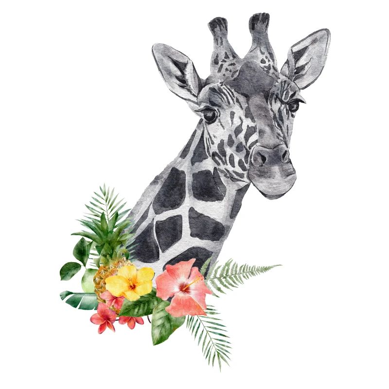 Girafe avec des fleurs