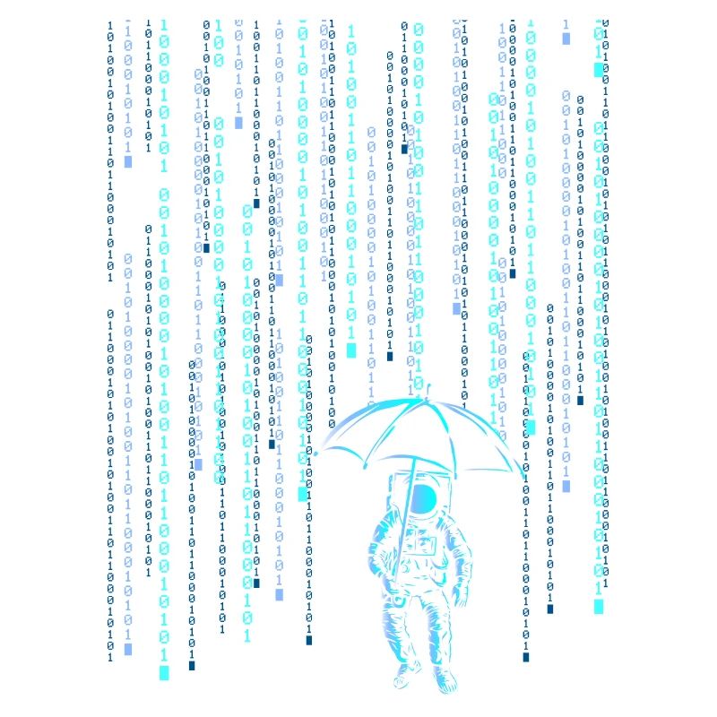Astronaut Sci-Fi Digital Rain