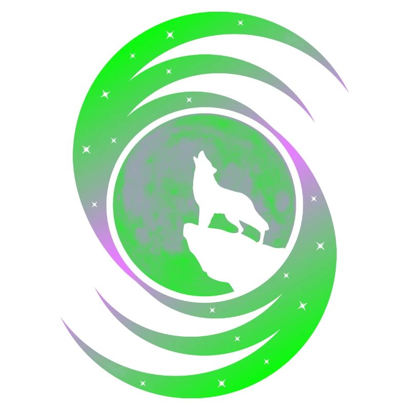 Le loup hurlant à la Lune dans la galaxie - Vert