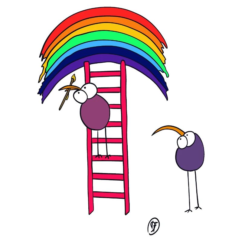 Birds with rainbows