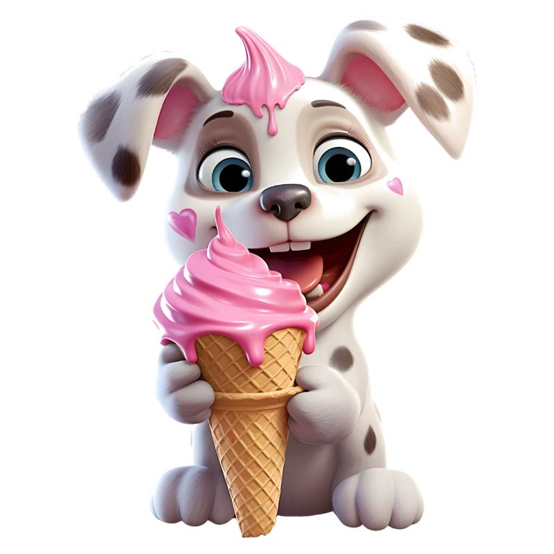 Hund mit Eiscreme