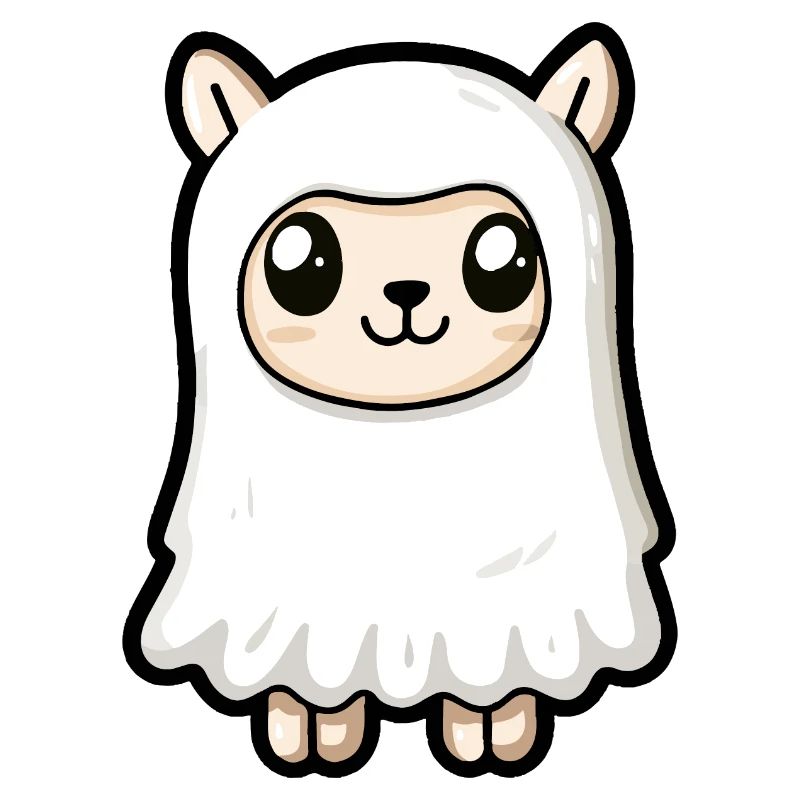 Alpaca Llama Halloween Comic Ghost