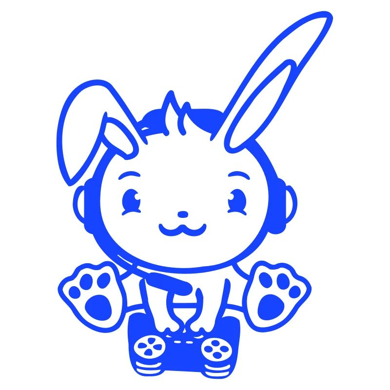 Bunny Playing Controller Console Headset Gamer Nerd