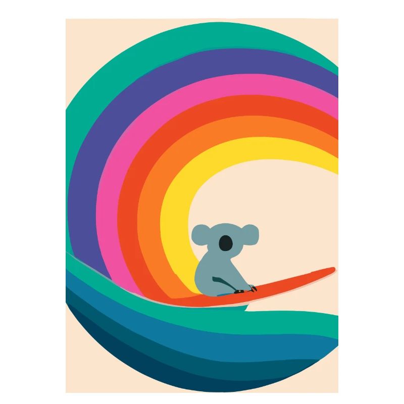 Surfender Regenbogen-Koala