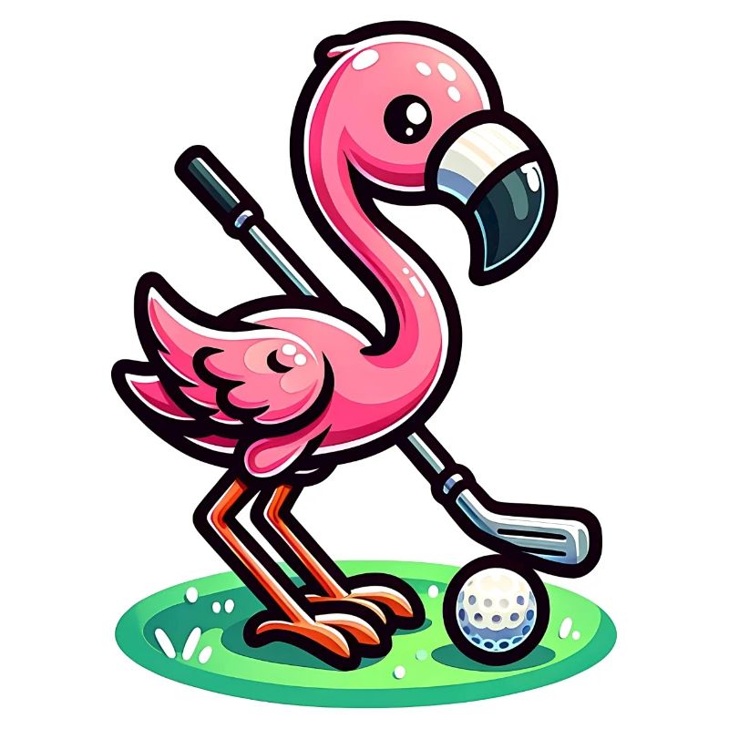 Flamingo Golfer - Fun Golf Design