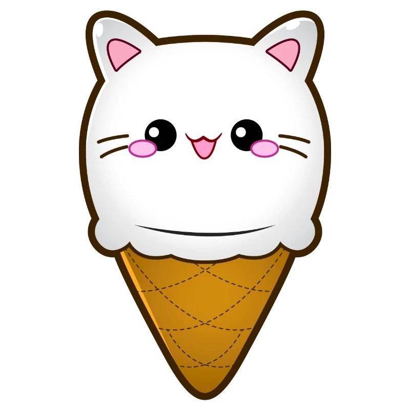 Crème glacée Chat Crème glacée Chat glace Boule de crème glacée à la vanille