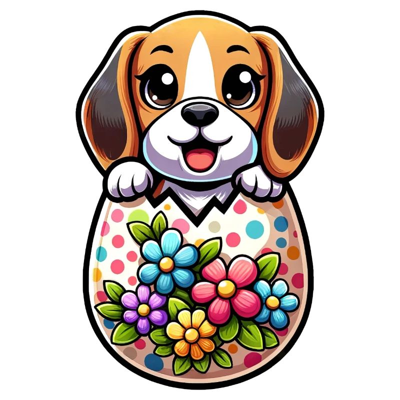 Oeuf de Pâques coloré Beagle éclosion Design