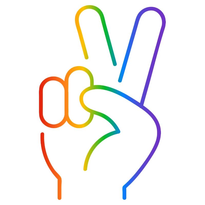 Peace-Zeichen 2 Finger Regenbogen