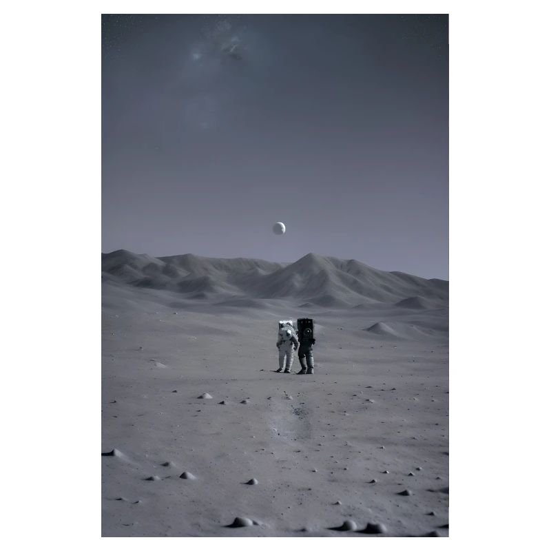 Astronautes explorant la lune Lunaire