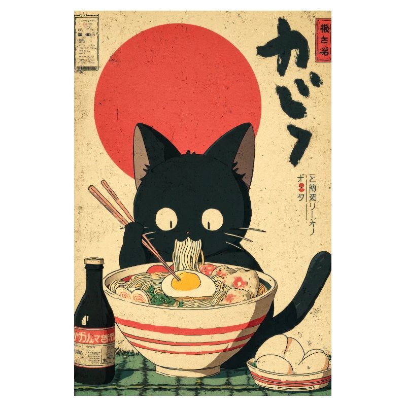 Affiche rétro Ramen Cat