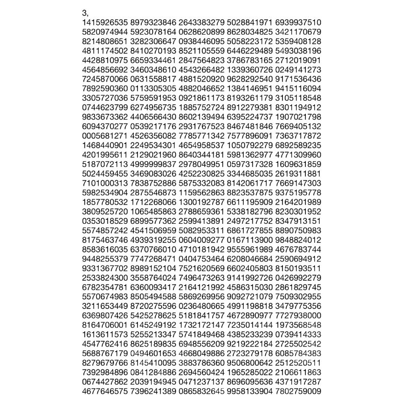 Pi à 2000 décimales